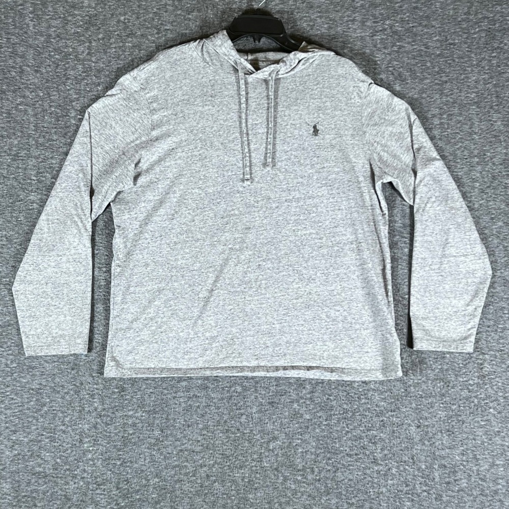 Polo Ralph Lauren Mens Gray Hoodie‎ Long Sleeve Polo Player Logo Size L